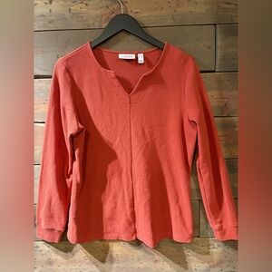 Orange waffle knit top